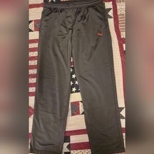 Puma Men's Charcoal Joggers with Red Logo